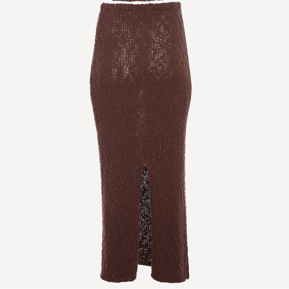 TROIS THE LABEL Kendall Brown Knit Slit Sweater Skirt